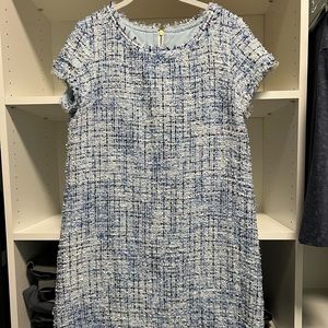 Sarah Campbell tweed A line mini dress hits mid thigh